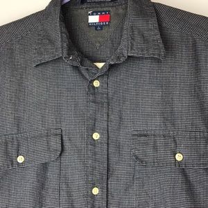 Hilfiger Large Navy/Gray Button Front Shirt